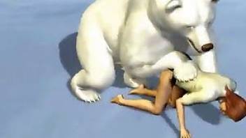 Big white bear fucked a hot redhead chick